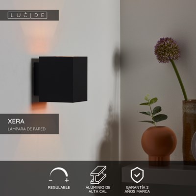Lucide XERA - Lámpara de pared - 1xG9 - Negro